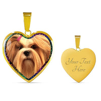 Lhasa Apso Dog Print Heart Charm Necklaces-Free Shipping - Deruj.com