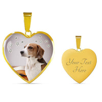 English Foxhound Print Heart Pendant Luxury Necklace-Free Shipping - Deruj.com
