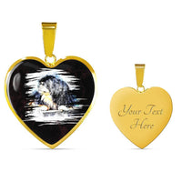 Tibetan Mastiff Dog Art Print Heart Charm Necklaces-Free Shipping - Deruj.com