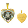 Norwegian Elkhound Dog Print Heart Pendant Luxury Necklace-Free Shipping - Deruj.com