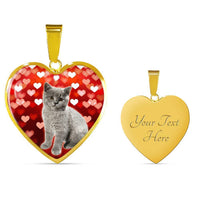British Shorthair Print Heart Pendant Luxury Necklace-Free Shipping - Deruj.com