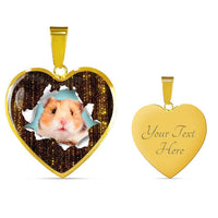 Syrian Hamster Print Heart Charm Necklaces-Free Shipping - Deruj.com