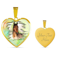 Thoroughbred Horse Art Print Heart Charm Necklaces-Free Shipping - Deruj.com