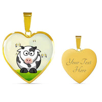 Cute Cow With Butterfly Print Heart Pendant Luxury Necklace-Free Shipping - Deruj.com