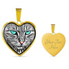 Blue Eyes Cat Print Heart Charm Necklaces-Free Shipping - Deruj.com