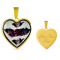 American Flag Skull Print Heart Charm Necklaces-Free Shipping - Deruj.com
