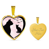 Cat Vector Art Print Heart Charm Necklaces-Free Shipping - Deruj.com