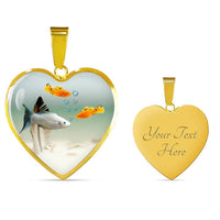 Mollies Fish Print Heart Charm Necklace-Free Shipping - Deruj.com