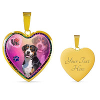 Greater Swiss Mountain Dog Print Heart Charm Necklaces-Free Shipping - Deruj.com