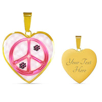 Peace Sign With Paws Print Heart Charm Necklaces-Free Shipping - Deruj.com