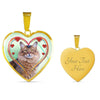 Somali Cat Print Heart Pendant Luxury Necklace-Free Shipping - Deruj.com