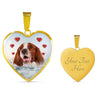 Irish Red and White Setter Print Heart Pendant Luxury Necklace-Free Shipping - Deruj.com