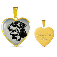 Rottweiler Dog Black&White Art Print Heart Charm Necklaces-Free Shipping - Deruj.com