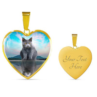Chartreux Cat Print Heart Pendant Luxury Necklace-Free Shipping - Deruj.com