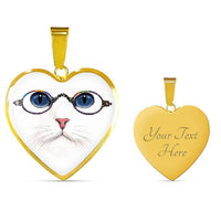 Cute Cat With Glasses Heart Pendant Luxury Necklace-Free Shipping - Deruj.com
