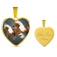 Haflinger Horse Art Print Heart Charm Necklaces-Free Shipping - Deruj.com