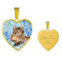 Cute Maine Coon Print Heart Pendant Luxury Necklace-Free Shipping - Deruj.com
