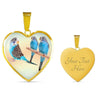 Blue Budgie Parrot Print Heart Charm Necklaces-Free Shipping - Deruj.com