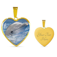 Cute Dolphin Print Heart Pendant Luxury Necklace-Free Shipping - Deruj.com
