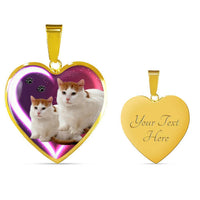 Turkish Van Cat Print Heart Charm Necklaces-Free Shipping - Deruj.com