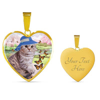 Scottish Fold Cat Print Heart Pendant Luxury Necklace-Free Shipping - Deruj.com