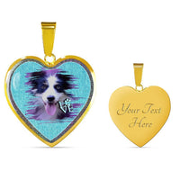 Border Collie Dog Art Print Heart Charm Necklaces-Free Shipping - Deruj.com