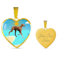 Azawakh Dog Print Heart Pendant Luxury Necklace-Free Shipping - Deruj.com