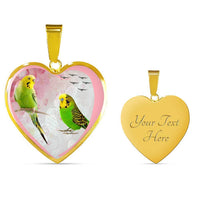 Budgerigar Parrot Print Heart Charm Necklaces-Free Shipping - Deruj.com