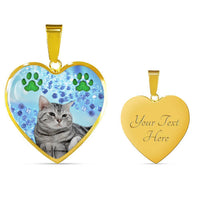Cute American Shorthair Print Heart Pendant Luxury Necklace-Free Shipping - Deruj.com
