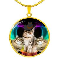 Siberian Cat Print Circle Pendant Luxury Necklace-Free Shipping - Deruj.com