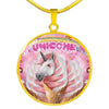 Creamy Unicorn Print Circle Pendant Luxury Necklace-Free Shipping - Deruj.com