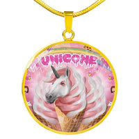 Creamy Unicorn Print Circle Pendant Luxury Necklace-Free Shipping - Deruj.com