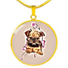 Brussels Griffon Print Circle Pendant Luxury Necklace-Free Shipping - Deruj.com