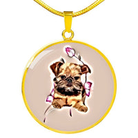 Brussels Griffon Print Circle Pendant Luxury Necklace-Free Shipping - Deruj.com