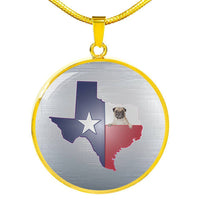 Pug Dog Texas Print Circle Pendant Luxury Necklace-Free Shipping - Deruj.com