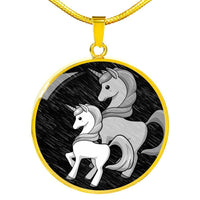 Cute Unicorn Print Circle Pendant Luxury Necklace-Free Shipping - Deruj.com