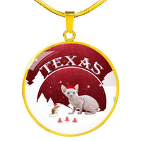 Sphynx Cat Print Circle Pendant Luxury Necklace-Free Shipping - Deruj.com