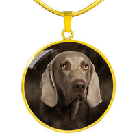 Weimaraner Dog Print Circle Pendant Luxury Necklace-Free Shipping - Deruj.com