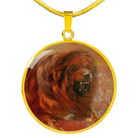 Tibetan Mastiff Dog Print Circle Pendant Luxury Necklace-Free Shipping - Deruj.com
