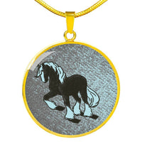 Clydesdale Horse Print Circle Pendant Luxury Necklace-Free Shipping - Deruj.com