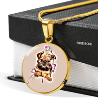 Brussels Griffon Print Circle Pendant Luxury Necklace-Free Shipping - Deruj.com