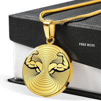 Biceps Bodybuilder Lovers Print Circle Pendant Luxury Necklace-Free Shipping - Deruj.com