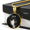 Black Saluki Dog Print Circle Pendant Luxury Necklace-Free Shipping - Deruj.com