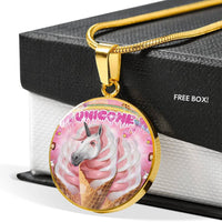 Creamy Unicorn Print Circle Pendant Luxury Necklace-Free Shipping - Deruj.com