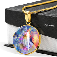 Friesian Horse Print Circle Pendant Luxury Necklace-Free Shipping - Deruj.com