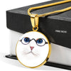 Cute Cat With Glasses Print Circle Pendant Luxury Necklace-Free Shipping - Deruj.com