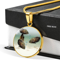 Oscar Fish Print Luxury Circle Charm Necklace-Free Shipping - Deruj.com