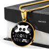" I Love My Cat" Print Circle Pendant Luxury Necklace-Free Shipping - Deruj.com