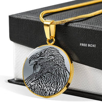 Bearded Vulture Bird Sketch Print Circle Pendant Luxury Necklace-Free Shipping - Deruj.com