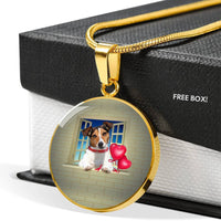 Cute Jack Russell Terrier On Window Print Circle Pendant Luxury Necklace-Free Shipping - Deruj.com